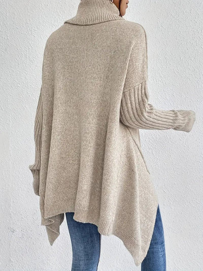 Jersey Greta Oversize de Cuello Vuelto de Canalé