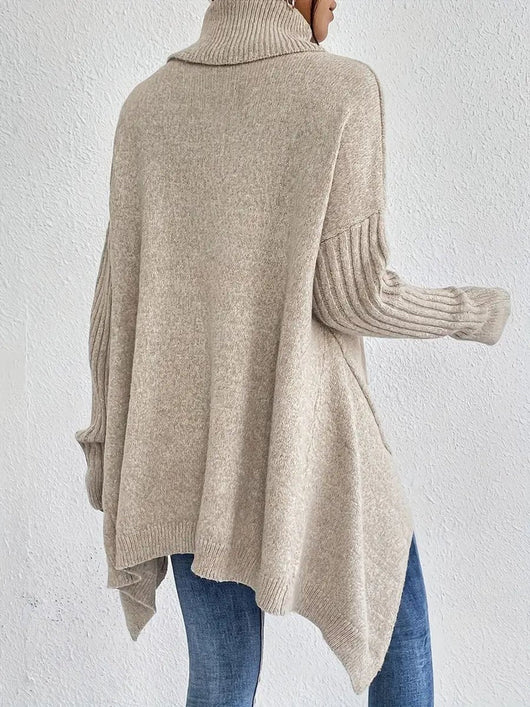 Jersey Greta Oversize de Cuello Vuelto de Canalé