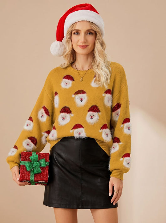 Jersey Navideño Oversize Lena con Estampado de Papá Noel