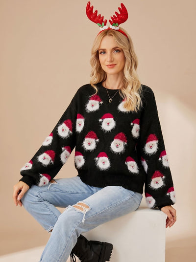 Jersey Navideño Oversize Lena con Estampado de Papá Noel