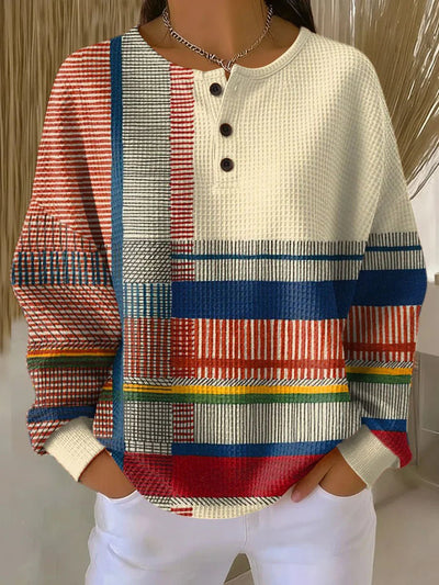 Jersey Annika Henley de Punto Gofre con Forro Suave