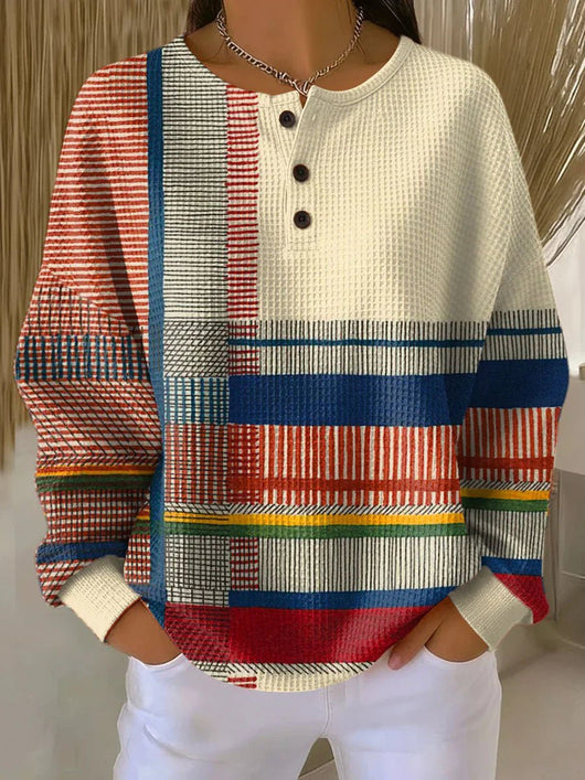 Jersey Annika Henley de Punto Gofre con Forro Suave