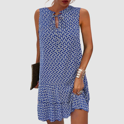Vestido Marie Relajado Estampado sin Mangas