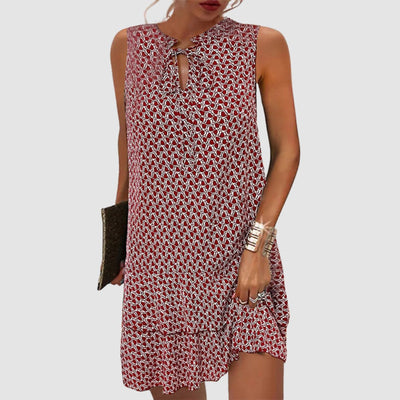 Vestido Marie Relajado Estampado sin Mangas