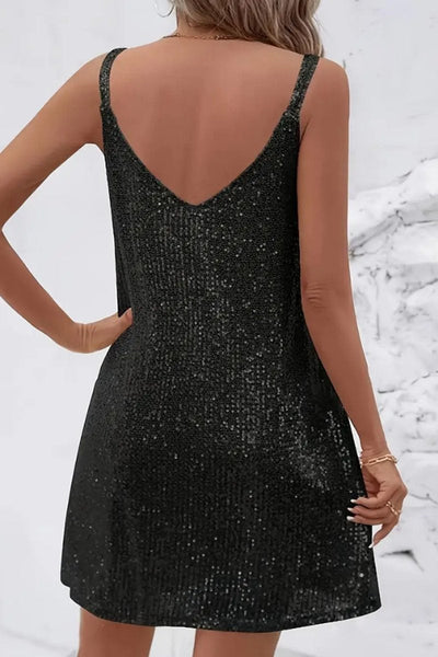 Vestido Corto Johanna de Cóctel de Lentejuelas sin Mangas