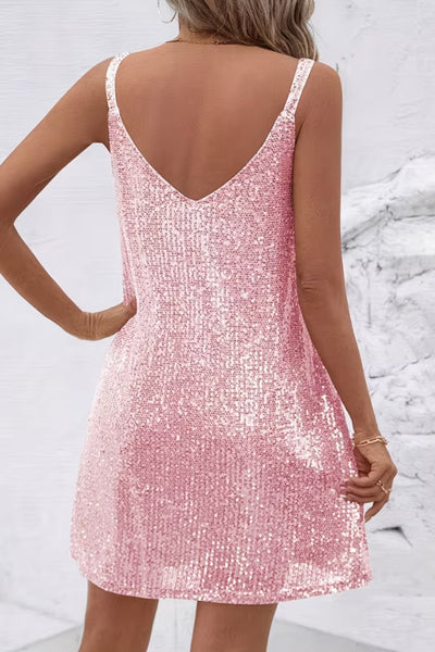 Vestido Corto Johanna de Cóctel de Lentejuelas sin Mangas