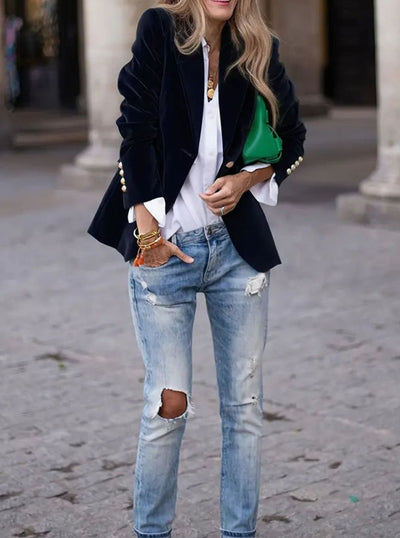 Blazer Elisabeth de Terciopelo con Botones Dorados