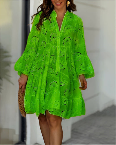 Vestido Camisero Hannah de Manga Larga con Bordado