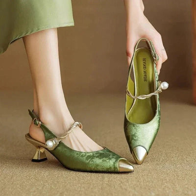 Salones Amelie Destalonados de Jacquard con Tacón Kitten