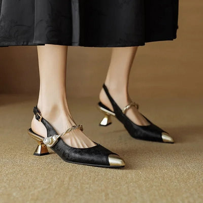 Salones Amelie Destalonados de Jacquard con Tacón Kitten
