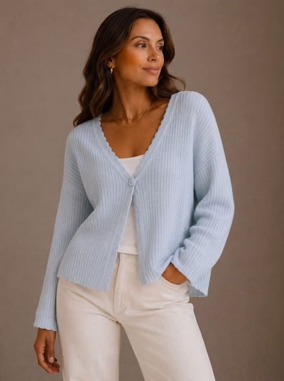 Chaqueta de Punto Elisabeth con Bajo Ondulado