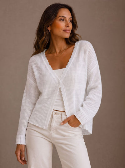 Chaqueta de Punto Elisabeth con Bajo Ondulado