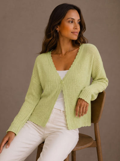 Chaqueta de Punto Elisabeth con Bajo Ondulado
