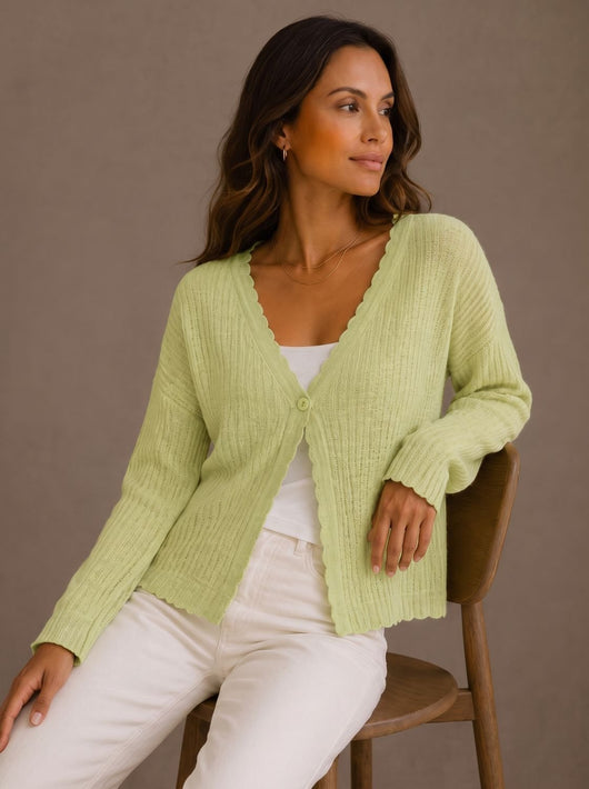 Chaqueta de Punto Elisabeth con Bajo Ondulado
