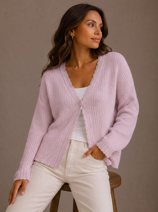Chaqueta de Punto Elisabeth con Bajo Ondulado