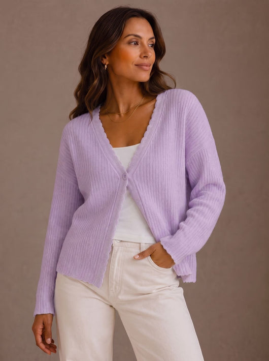 Chaqueta de Punto Elisabeth con Bajo Ondulado