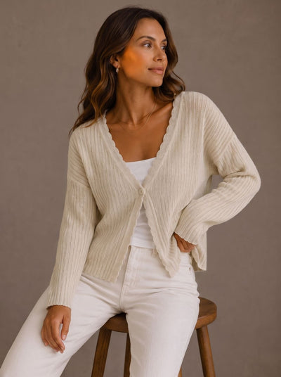 Chaqueta de Punto Elisabeth con Bajo Ondulado