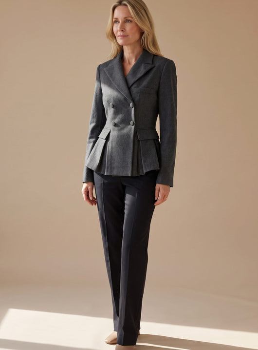 Blazer Greta Entallado con Peplum y Doble Botonadura