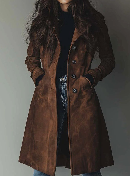 Trench Lena Cruzado Efecto Ante Vintage