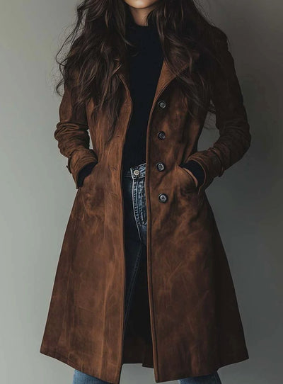 Trench Lena Cruzado Efecto Ante Vintage