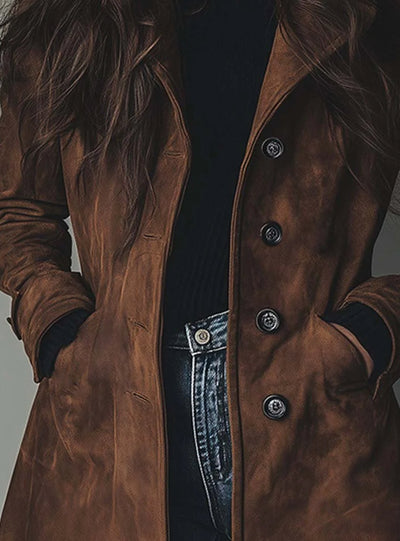 Trench Lena Cruzado Efecto Ante Vintage