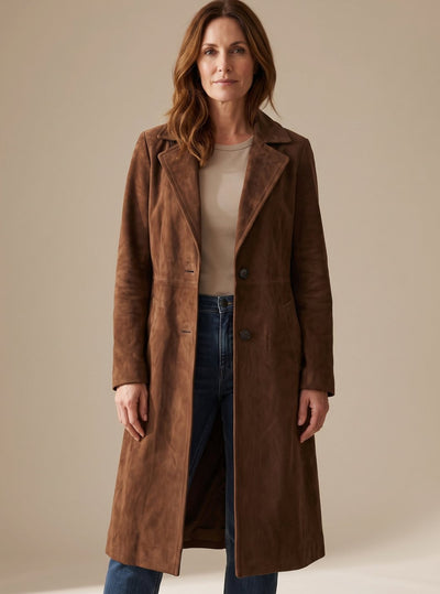 Trench Lena Cruzado Efecto Ante Vintage