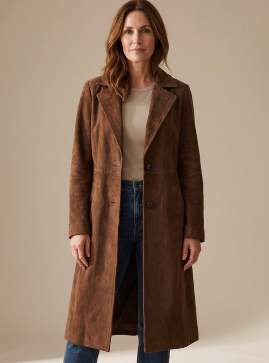 Trench Lena Cruzado Efecto Ante Vintage