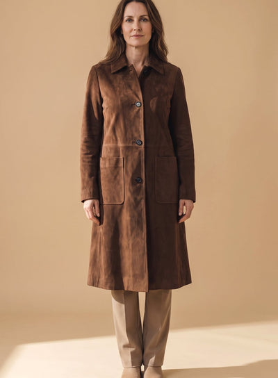 Trench Lena Cruzado Efecto Ante Vintage