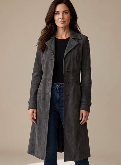 Trench Lena Cruzado Efecto Ante Vintage