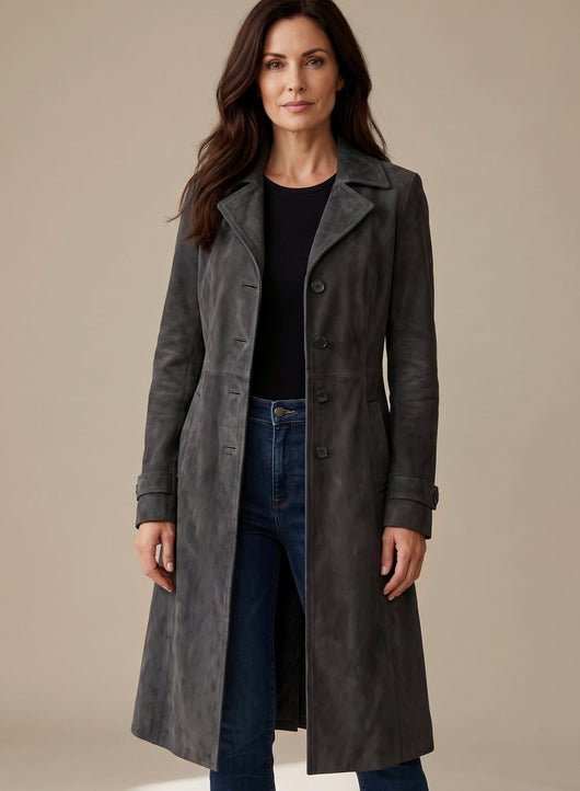 Trench Lena Cruzado Efecto Ante Vintage