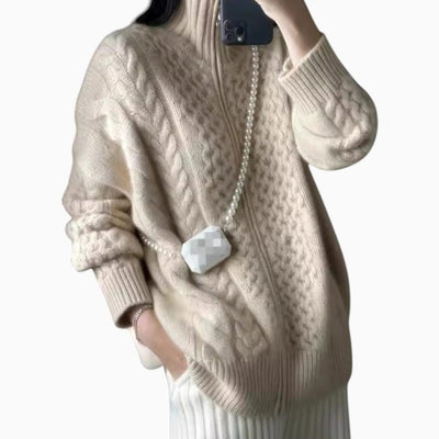 Jersey Oversize Mia de Punto Trenzado con Cremallera