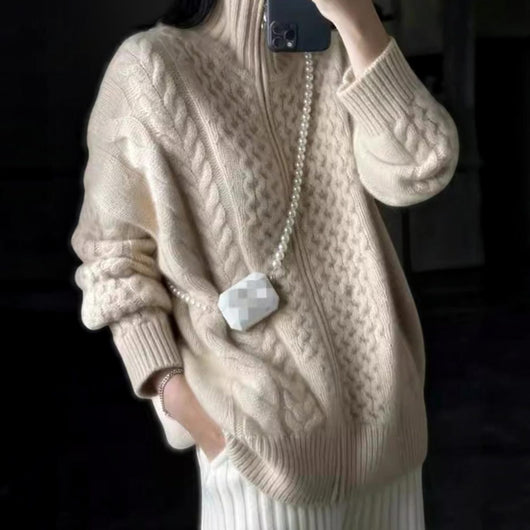 Jersey Oversize Mia de Punto Trenzado con Cremallera