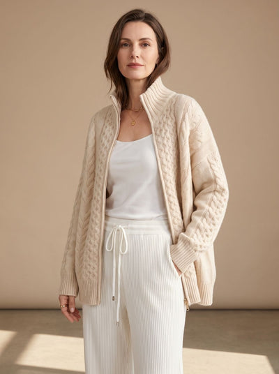Jersey Oversize Mia de Punto Trenzado con Cremallera