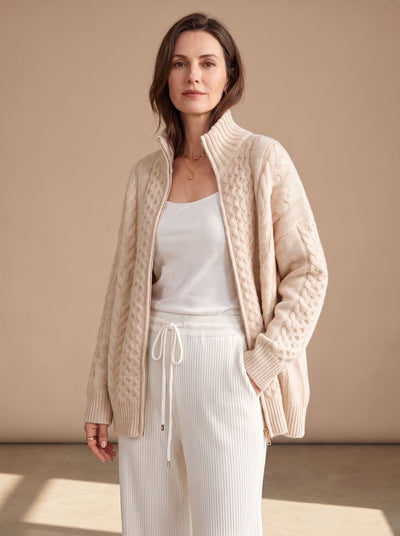 Jersey Oversize Mia de Punto Trenzado con Cremallera