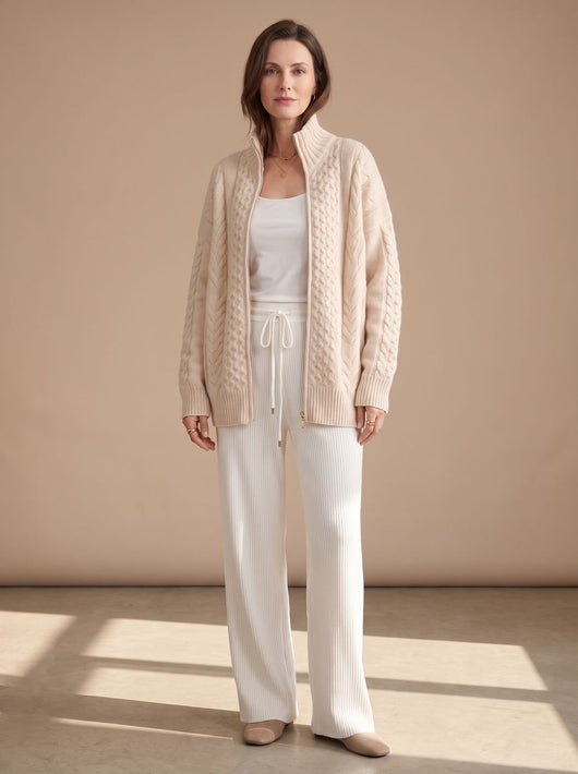 Jersey Oversize Mia de Punto Trenzado con Cremallera