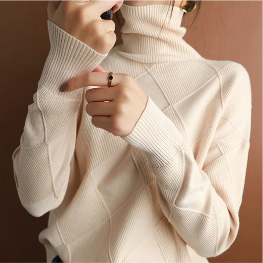 Jersey Natalie de Cuello Alto y Punto Trenzado