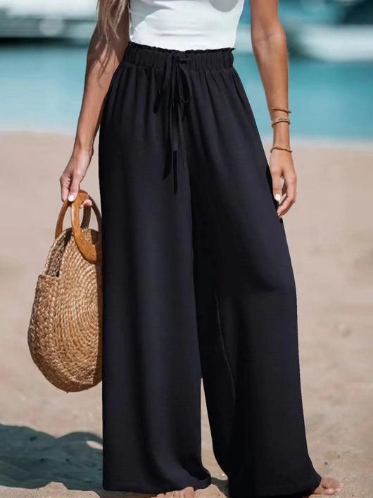 Pantalón Palazzo Doris de Pierna Ancha con Cintura Anudada