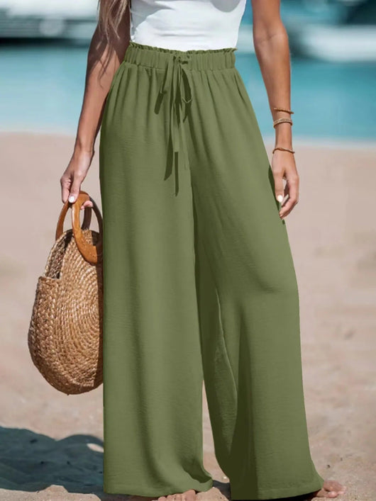 Pantalón Palazzo Doris de Pierna Ancha con Cintura Anudada
