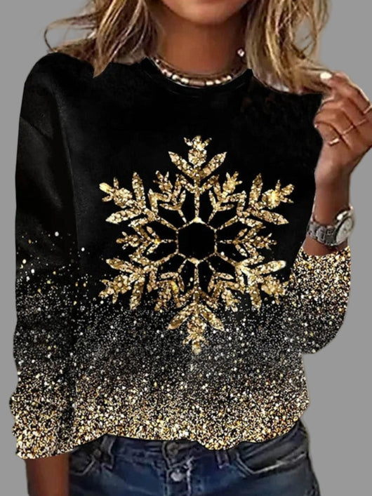 Jersey Hanna Navideño con Copos de Nieve Dorados