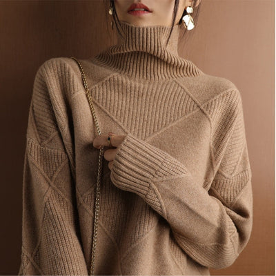 Jersey Natalie de Cuello Alto y Punto Trenzado