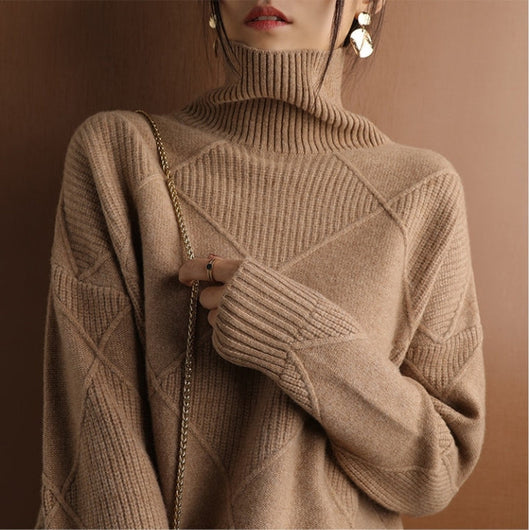 Jersey Natalie de Cuello Alto y Punto Trenzado