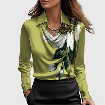 Top Emma de Cuello Drapeado y Manga Larga