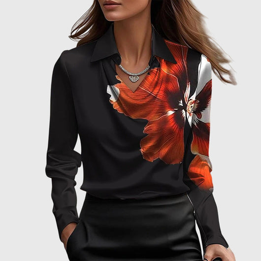 Top Emma de Cuello Drapeado y Manga Larga