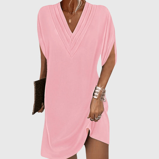 Vestido Corto Nicole con Escote en V y Corte Relajado