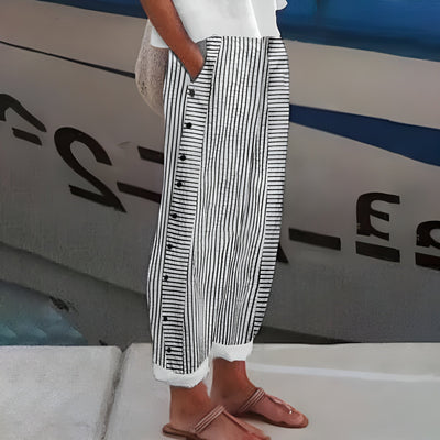 Pantalón Julia de Rayas con Detalle de Botones