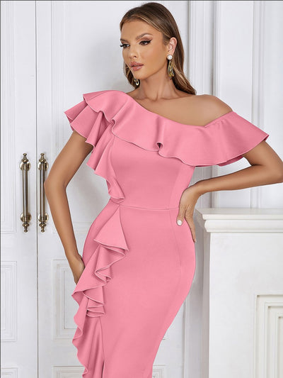 Vestido Midi Katharina Asimétrico de un Hombro
