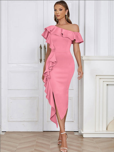 Vestido Midi Katharina Asimétrico de un Hombro
