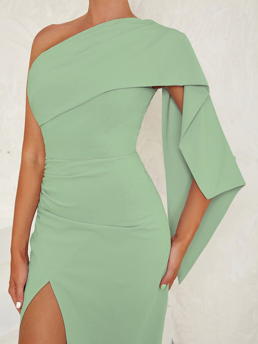 Vestido Midi Nora de un Hombro Drapeado