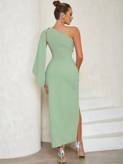 Vestido Midi Nora de un Hombro Drapeado