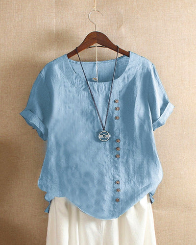Blusa Doris Casual de Manga Corta con Botones